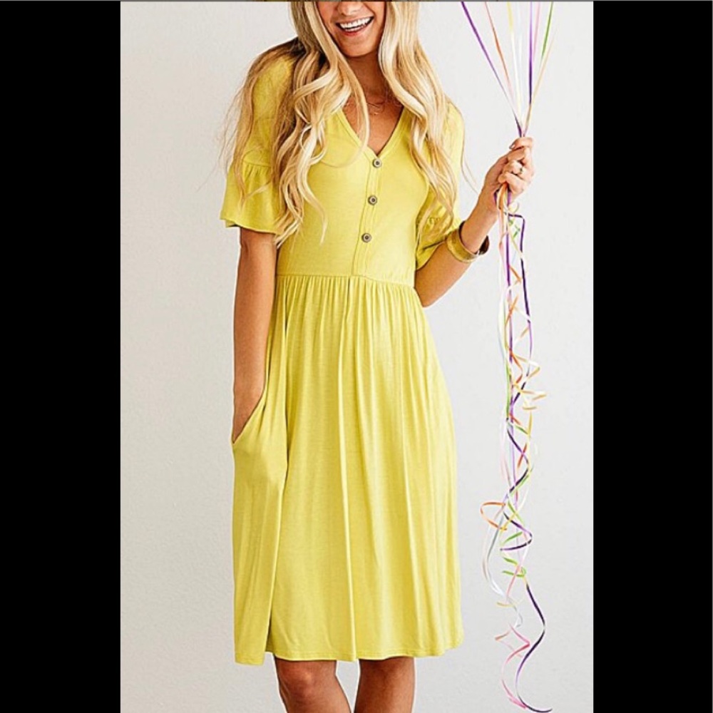 NEW Lime Ruffle Sleeve Midi Dress